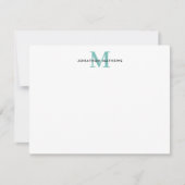 グラムブラシ仕上げ金属ティール（緑がかった色）グリーンクラシックモノグラム ノートカード (正面)