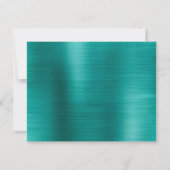 グラムブラシ仕上げ金属ティール（緑がかった色）グリーンクラシックモノグラム ノートカード (裏面)