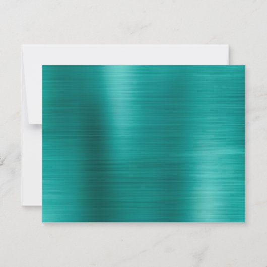 グラムブラシ仕上げ金属ティール（緑がかった色）グリーンクラシックモノグラム ノートカード (裏面)