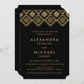 グラムブラックと金ゴールドインスパイア東結婚の 招待状 (正面/裏面)