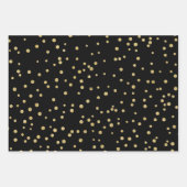 グラムブラックと金ゴールドクリスマスホリデードットパターン ラッピングペーパーシート (正面3)