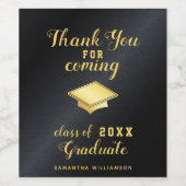 グラムブラックと金ゴールドサンキューカスタム卒業 ワインラベル (シングルラベル)