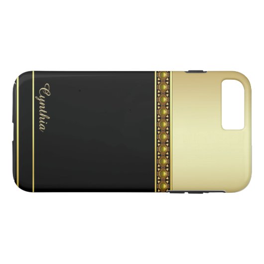 グラムブラックと金ゴールドトーンiPhone 7プラスケース Case-Mate iPhoneケース (裏面(横))