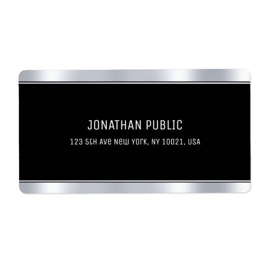 グラムブラックシルバーエレガントテンプレートモダン出荷 ラベル (正面)