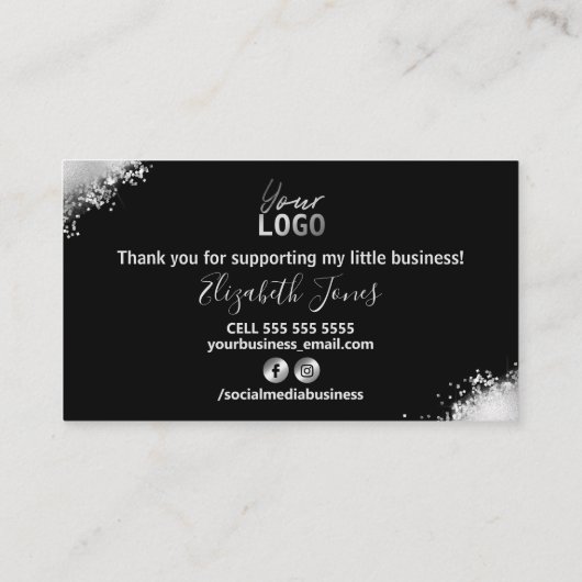 グラムブラックシルバーグリッターご注文ありがとうございます 名刺 (裏面)