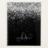 グラムブラックシルバーグリッターモノグラム名 プランナー手帳 (正面)