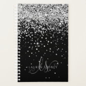 グラムブラックシルバーグリッターモノグラム名 プランナー手帳 (正面)