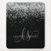 グラムブラックシルバーグリッターモノグラム名 マウスパッド (正面)