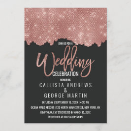 グラムブラックバラ金ゴールドグリッターカラーブロック結婚ズ 招待状