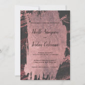 グラムブラックバラ金ゴールドブラシストローク結婚マーブル 招待状 (正面)