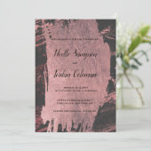 グラムブラックバラ金ゴールドブラシストローク結婚マーブル 招待状 (スタンド正面)