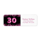 グラムブラックピンクフォイルバルーン30th誕生日パーティー ラベル (正面)