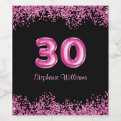 グラムブラックピンクフォイルバルーン30th誕生日パーティー ワインラベル (シングルラベル)