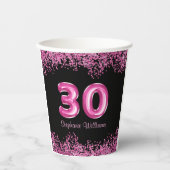 グラムブラックピンクフォイルバルーン30th誕生日パーティー 紙コップ (正面)