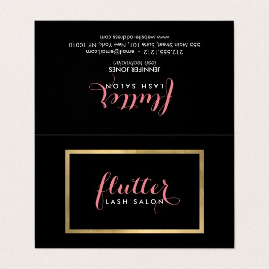グラムブラックピンク金ゴールドラッシュサロンアフターケア 名刺 (外部フラット)