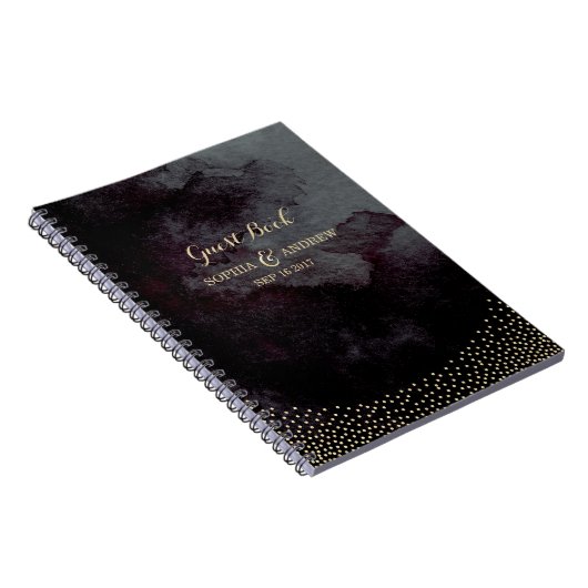 グラムブラックフェイク金ゴールド結婚グリッターのゲストブック ノートブック (右側)