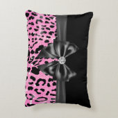 グラムブラックボウダイヤモンドピンクグリッターヒョウ アクセントクッション (裏面(縦))