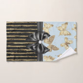 グラムブラックボウ金ゴールド蝶とストライプ バスタオルセット (ハンドタオル)