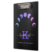 グラムブラックムーンフェイズパステルパープルモノグラム名 クリップボード (左)