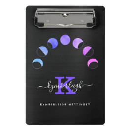 グラムブラックムーンフェイズパステルパープルモノグラム名 ミニクリップボード