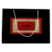 グラムブラックレッドおよび金ゴールドグリッター名 ラージペーパーバッグ (裏面)