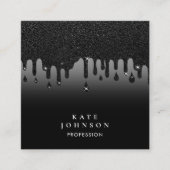 グラムブラック滴下グリッターQRコードソーシャルメディア スクエア名刺 (正面)