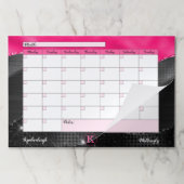 グラムブラック熱ピンク波モノグラムデスクカレンダー ペーパーパッド (折り畳み)