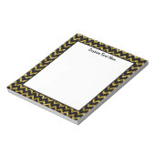 グラムブラック金ゴールドグリッターシェブロンストライプパターン ノートパッド (回転)