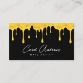 グラムブラック金ゴールドグリッタードリップネイルアーティストサロン 名刺 (正面)