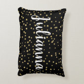 グラムブラック金ゴールドホリデードットパターパーソナライズされたン アクセントクッション (裏面(縦))
