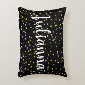 グラムブラック金ゴールドホリデードットパターパーソナライズされたン アクセントクッション (正面(垂直))