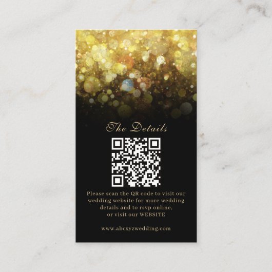 グラムブラック金ゴールドモダングリッター結婚ズ エンクロージャーカード (正面)