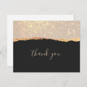 グラムブラック金ゴールド結婚グリッターサンキューカード サンキューカード (正面/裏面)