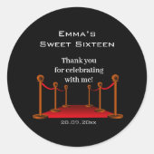グラムブラック&エレガントレッドカーペット甘い16ありがとう ラウンドシール (正面)