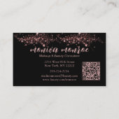 グラムブラック/バラ金ゴールドリップメイクアップアーティストQRコード 名刺 (裏面)