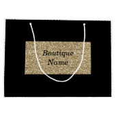グラムブラック&金ゴールドグリッターブティック名 ラージペーパーバッグ