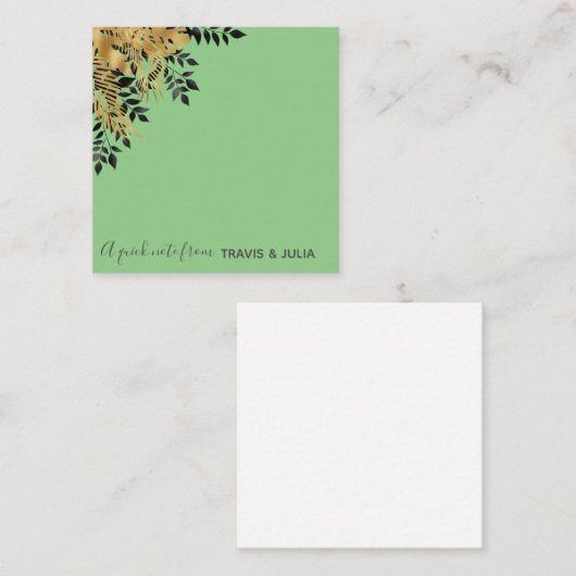 グラムブラック&金ゴールドトロピカル葉 ノートカード (正面/裏面)