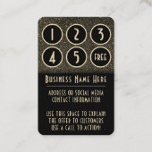 グラムブラック&金ゴールドフェイクグリッターリワードパンチカード ロイヤリティカード (裏面)