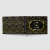 グラムブラック&金ゴールド素晴らしアールデコ結婚ズ ゲストブック (全面)