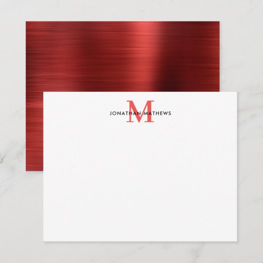 グラムブラッシュメタルルビーレッドクラシックモノグラム ノートカード (正面/裏面)