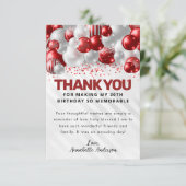 グラムブルガンディレッドシルバーバルーングリッター誕生日 サンキューカード (スタンド正面)