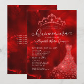 グラムブルガンディレッドダイアモンドティアラドレスキンセアニェラ 招待状 (正面/裏面)