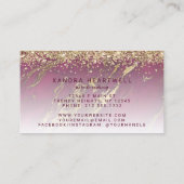 グラムブルガンディレッド金ゴールド大理石グリッタースクリプト 名刺 (裏面)