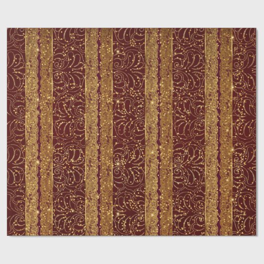 グラムブルガンデウッドゴールデンフォイルフローラレース ラッピングペーパー (フラット)