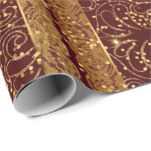 グラムブルガンデウッドゴールデンフォイルフローラレース ラッピングペーパー (ロールコーナー)