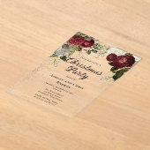 グラムブルゴーニュバラフローラクリスマスパーティー アクリル招待状 (レイダウン)