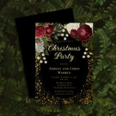 グラムブルゴーニュバラフローラクリスマスホリデーパーティー 箔招待状