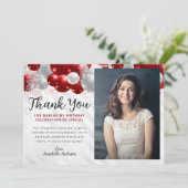 グラムブルゴーニュレッドバルーングリッター写真誕生日 サンキューカード (スタンド正面)