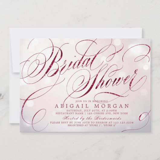 グラムブルゴーニュヴィンテージ書道ブライダルシャワー 招待状 (正面)