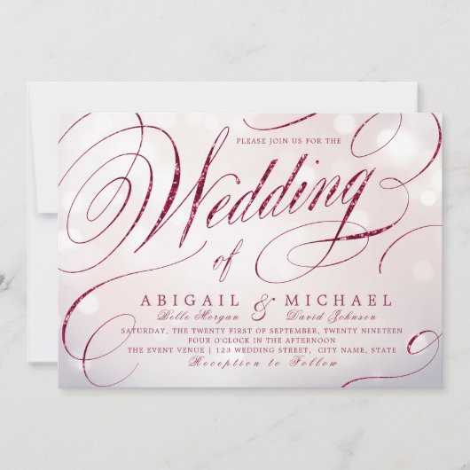 グラムブルゴーニュ書道ヴィンテージ結婚式 招待状 (正面)